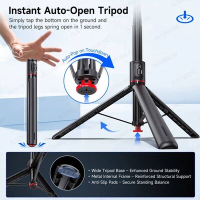 Auto Pop-Up Tripod Portable 70-Inch All-in-one Selfie , Fold