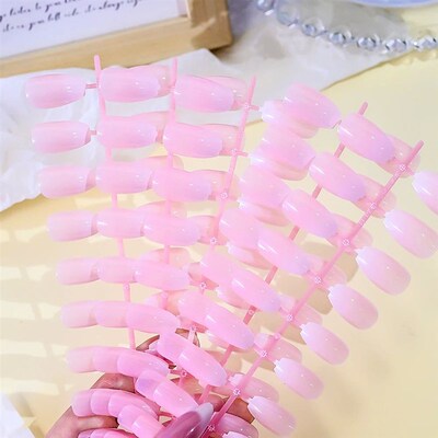 120pcs Pink Ombre Medium Coffin Press On Nails Glossy Handma
