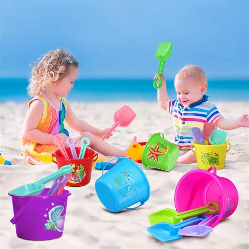 96 Pcs 6.3 Inch Plastic each Pails Sand uckets and Sand Shov