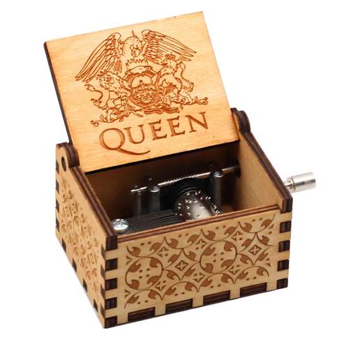 Wooden Hand Crank Music Box Queen Bohemian Rhapsody Birthday