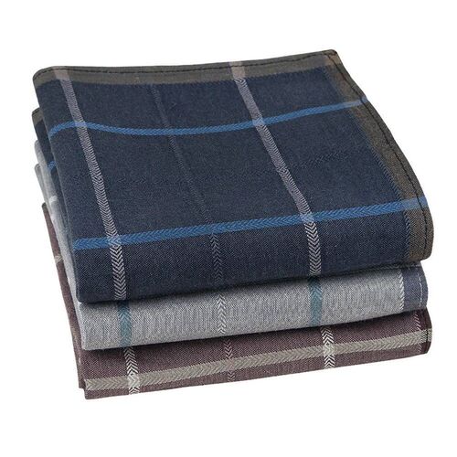 Mens Check Pocket Handkerchief, 3-Piece Pocket Handkerchief