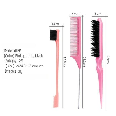 3pcs Double-Sided Edge Control Brush Barbershop