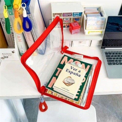 Cute PP A4 Zipper File Bag Plush Handle High-capacity