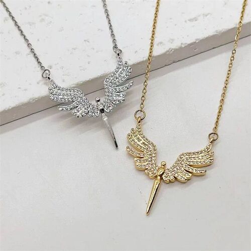 Fashionable and Cute Micro-embellished Angel Wings Stainless