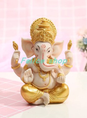 Gold Lord Ganesha Buddha Statue Elephant God Sculptures Gane