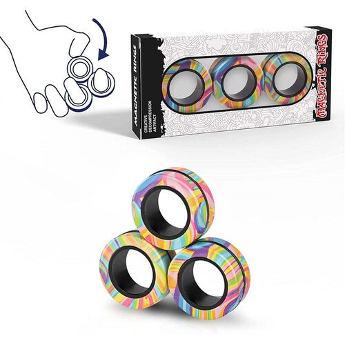 3pcs Finger Magnetic Rings Colorful Fidget Toy Set Adult Mag