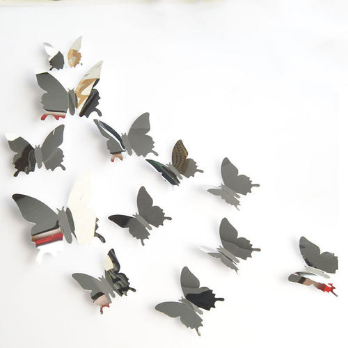 12pcs 3D Butterfly Mirror Wall ers Butterflies Wall Decal Re