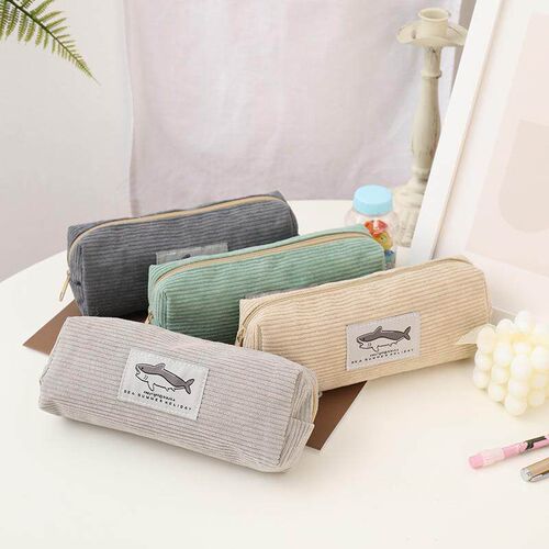 Candy Color Pen Bag New Corduroy Stationery Pen Box Zipper
