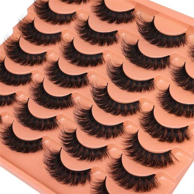 14 Pairs Natural Look False Eyelashes Thick Fluffy Faux Mink