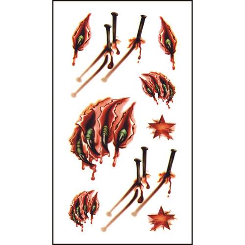 3pcs Halloween stickers Scar tattoos waterproof stickers贴纸