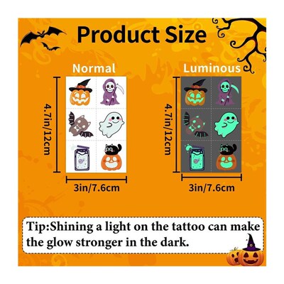 Glow-in-the-Dark Halloween Temporary Tattoos, with a
