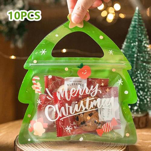10pcs Christmas Gift Bag Candy Chocolate Cookie Biscuit Bags