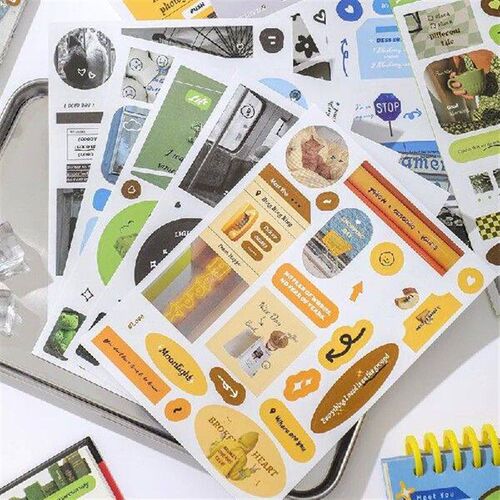 4 Sheets Paper Stickers Memory Flower Heart Animal Cup