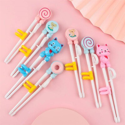 1 Pair Cartoon Animal Head Chopsticks Children Eating Traini
