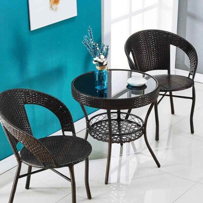 New balcony small table and chair rattan chair three-piece s