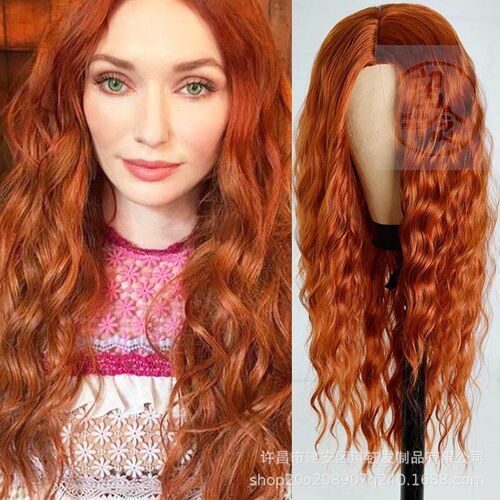 -Wig female corn beard long wig cap chemical fiber headgear