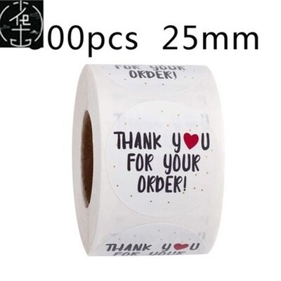500pcs/roll  Thank You Stickers Handmade Sticker Circle Sta