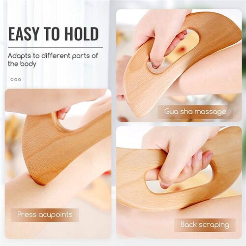 Wooden Gua Sha Tool Manual Massage Scraper for Anti Cellulit