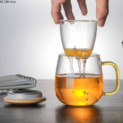 Creative Glass Tea Infuser Cup With Transparent Filter Handl