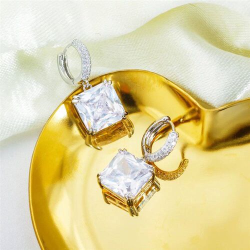 ThreeGraces Stylish Pink Cubic Zirconia Simple Small Danglin