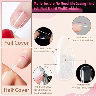 120Pcs Full Cover Press On Nail Tips Stiletto Almond Square