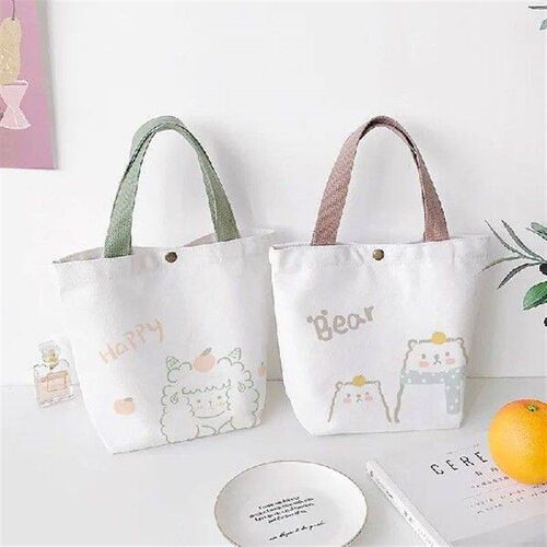 Womens Foldable Canvas Shopper Storage Bag Cartoon