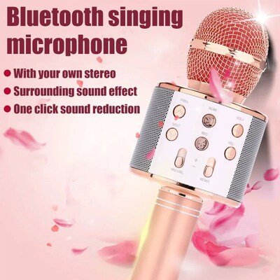 WS858 Karaoke Microphone for Kids Singing 5 in 1 Wireless Bl