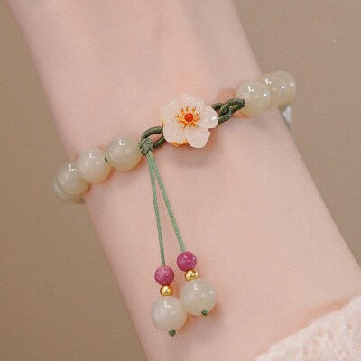 Jade Beads Small Peach Blossom Woven Brlet Female Niche Desi