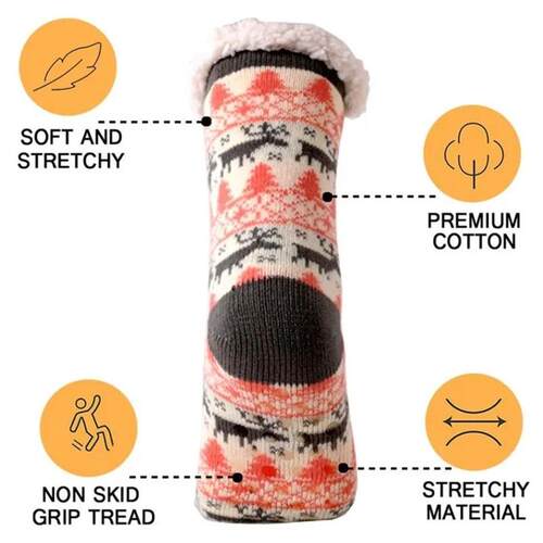 Winter Warm Socks Women penguin Plush Soft Female Non Grip F
