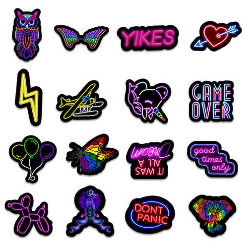 50PCS Cartoon Neon Light Graffiti Stickers Car Guitar Motorc