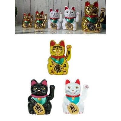 5inch Lucky Cat Welcoming Chinese Lucky Cats Statue Waving H
