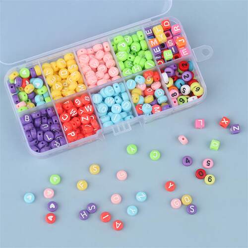 Acrylic Beads Kit Alphabet Round Flat Loose Spacer Beads Set