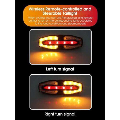 Rechargeable Bike Tail Light with Turn Signals Bicycle Rear