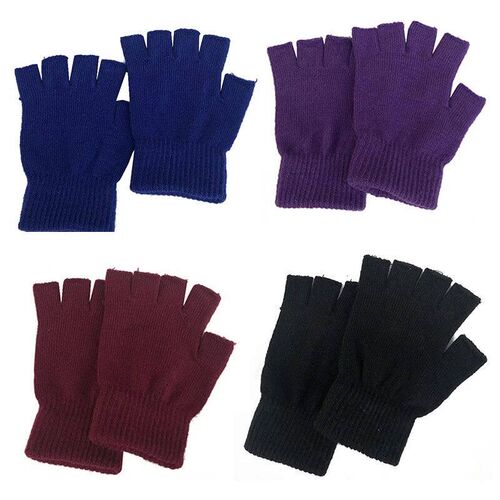 Autumn Winter Knitted Fingerless Gloves Women Men Half Finge