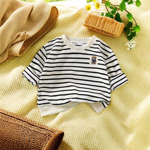 Spring New Childrens Sweater All-match Western Style Stripe
