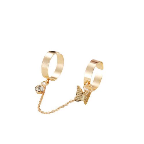 Rings Double Finger Ring Linked Ring Heartshaped Combo Ring