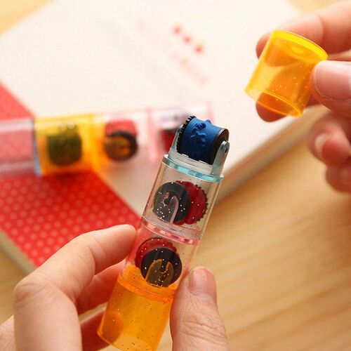 3/6Pcs Baby Colorful Ink Pad Stamp Seal Preschool Funny Toy