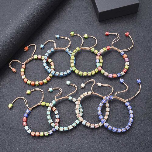 Bohemian Square Emperor Stone Brlet Braided Colorful Natural