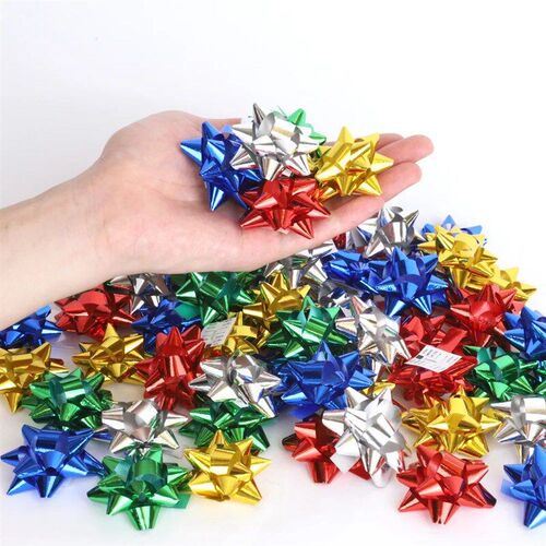 60pcs/5cm Christmas Tree Bows Ribbons Decorations Festive 3D