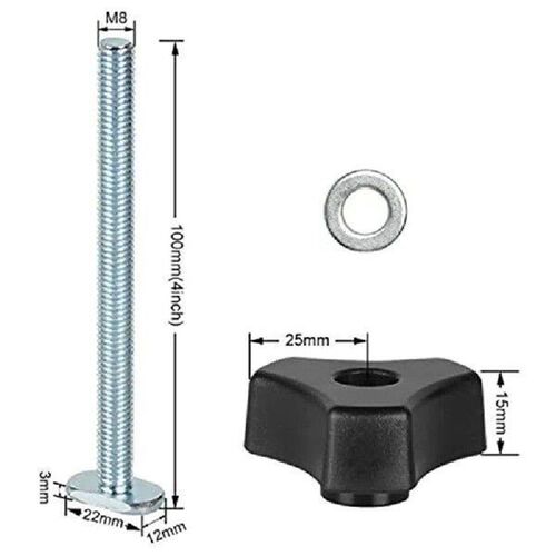 5 Pack M8 T Track Bolts Knob Kit 4 Inch T Slot Bolts with