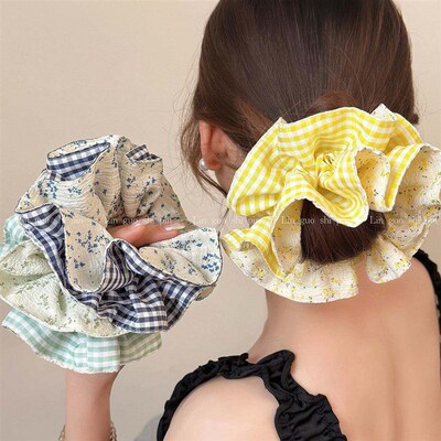 Korean-style Plaid Floral Tight Waist Intestinal Circle