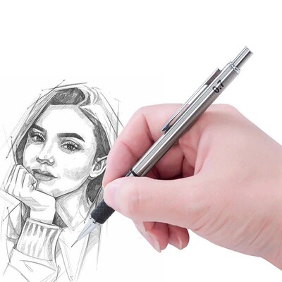 8Pcs Metal Mechanical Pencil set with pencil grip Leads Art