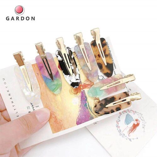 4/2Pcs Leopard Acetate Hair Clips Bangs Seamless Clip Makeup