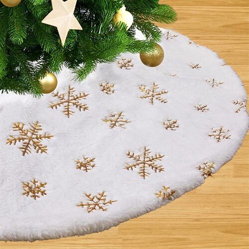 Christmas Tree Skirt Faux Fur Trees Skirts Base Cover Carpet