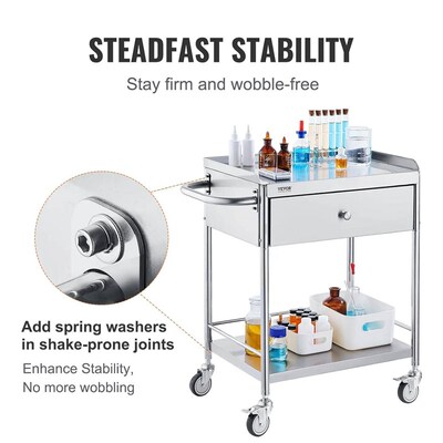 Shelf Stainless Steel Utility Cart Catering Cart with Wheels