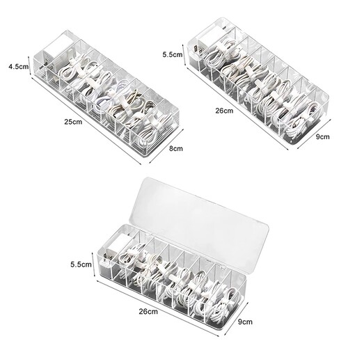 See-Through Charge Cable Organizer Box,Data Cable Management