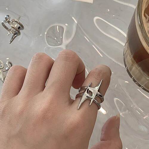 New Fashion Cross Star Asymmetric Rings Women Temperament Si