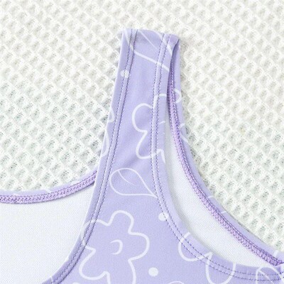 Summer Retro Purple Girls Swimwear One Piece Triangle Vacati