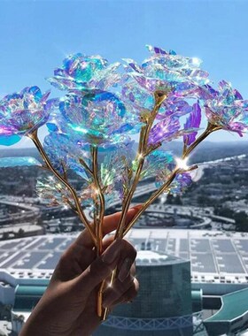 10pcs Valentines Day Creative Gift  Foil Plated Rose Gol