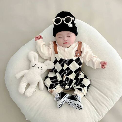 Cartoon Bear Baby Romper Fake Overalls Autumn Infant Long Sl